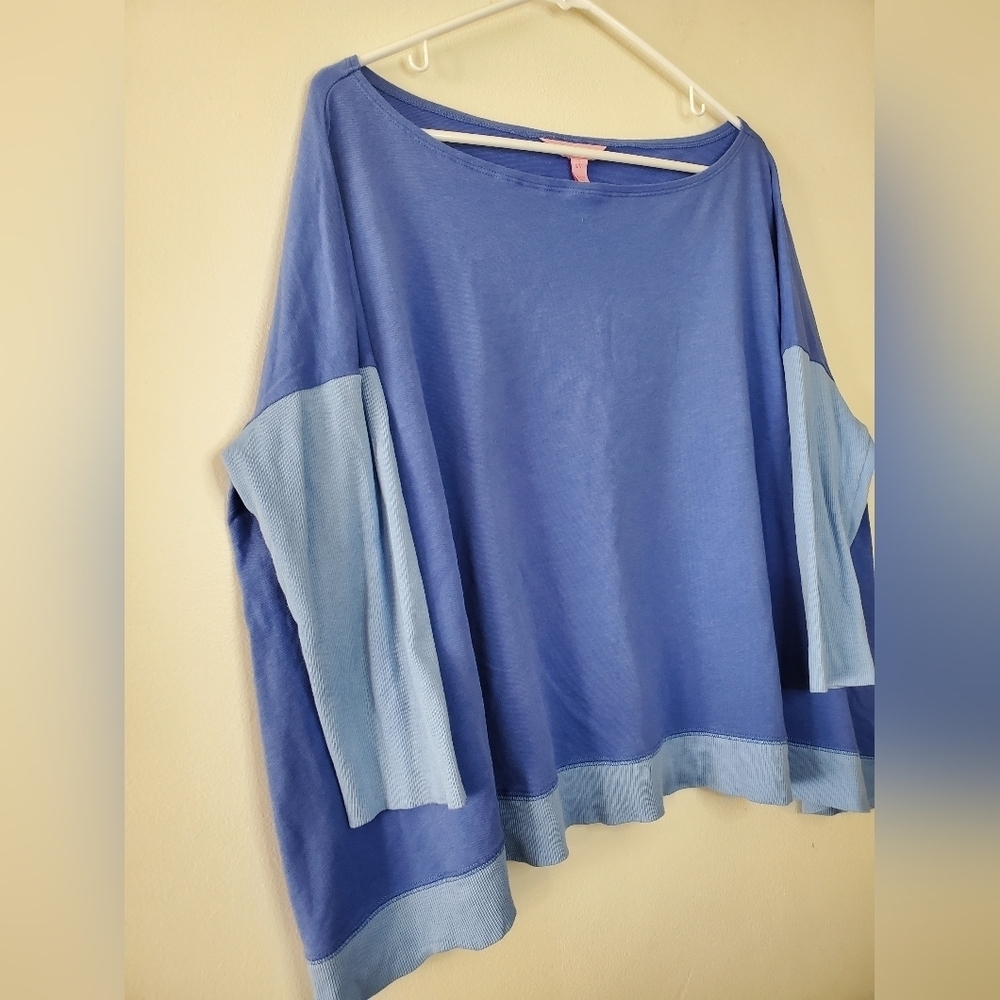 Lilly Pulitzer Two Toned Boxy Oversized Top Size Small/Medium Lagenlook Flowy - Picture 3 of 15